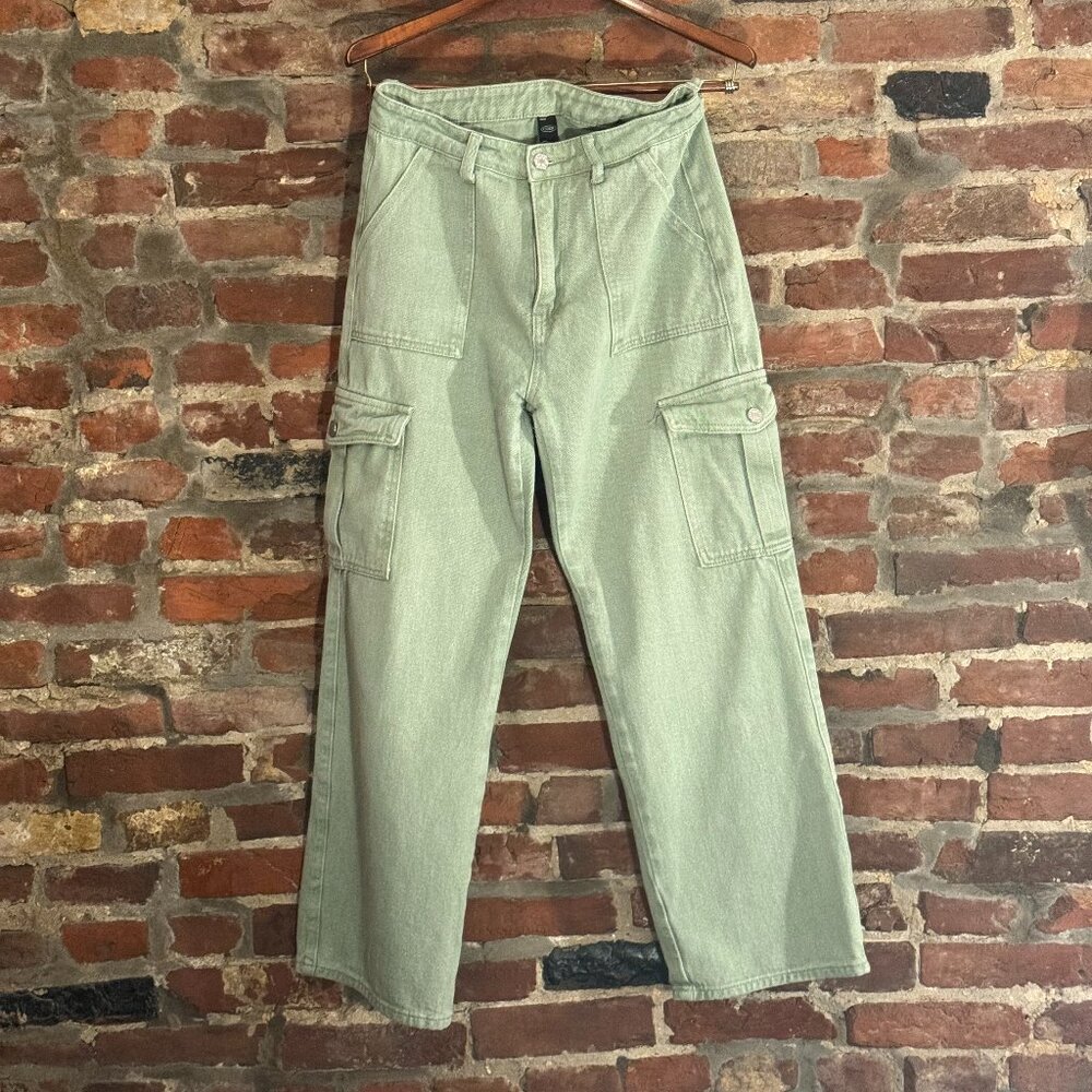 Cider Sage Green Denim Jeans Wide Leg